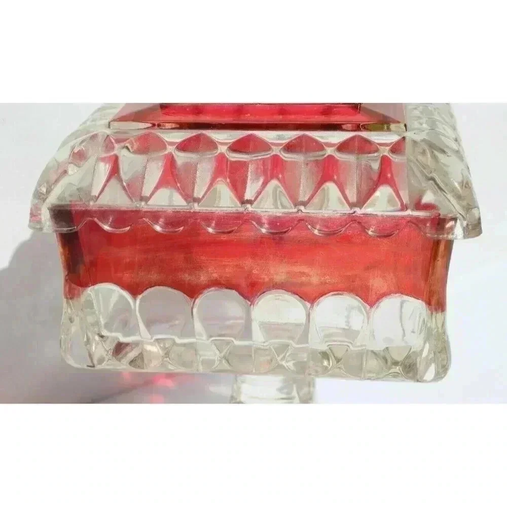 Vtg Antique Victorian Art Deco Westmoreland Bowl & Lid Ruby Candy Storage Dish